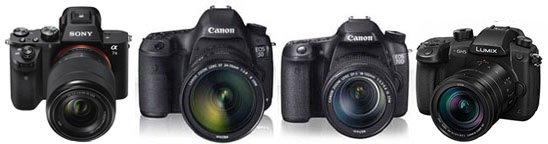 Canon 5D mark IV, Sony A7S II, Canon 70D, Panasonic GH5