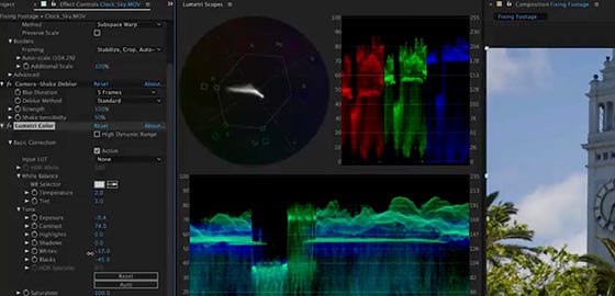 After Effects CC intègre des outils de correction couleur "lumetri"