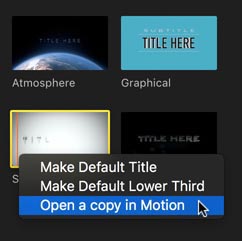 Motion permet de modifier des éléments de Final Cut Pro pour les personnaliser : transitions, titres, effets, générateurs.