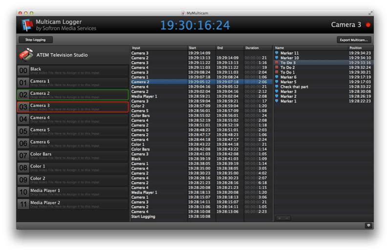 Movie Recorder Controler et Multicam Logger de Softron