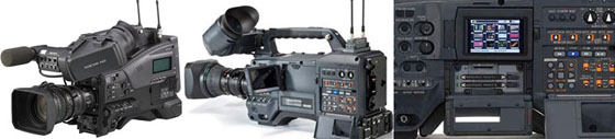 Caméras d'épaule : Sony XDCam 320, Panasonic Avc Intra P2 301...