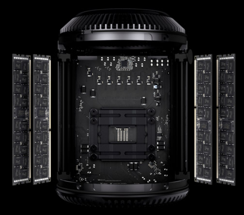 La ram sera de type DDR3 4 canaux, 2 fois plus rapide que celle des anciens Mac Pro, et heureusement modifiable...