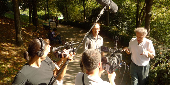 Tournage deux caméras avec prise de son à la perche.