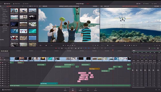 Interface davinci resolve outils de montage