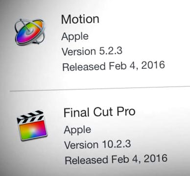 Mise à jour Final Cut Pro X 2016