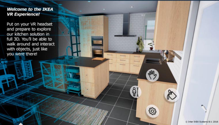 IKEA propose de construire sa cuisine sur mesure dans un environnement VR, donc avec immersion et navigation dans cette cuisine...