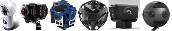 Principales caméras VR utilisées en formation : Samsung Gear, Kodak SP360, Rig manuel de 7 GoPro, Rig GoPro Omni, Orah 4i, Insta360 Pro.