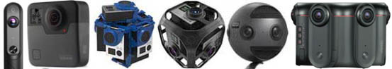 Principales caméras VR utilisées en formation : Kandao Qoocam, GoPro Fusion, Rig manuel de 7 GoPro, Rig GoPro Omni, Insta360 Pro, Kandao Obsidian S.