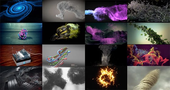 Quelques exemples d'environnements créés avec X-Particles