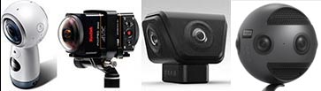 Principales caméras VR utilisées en formation : Samsung Gear, Kodak SP360, Orah 4i, Insta360 Pro.